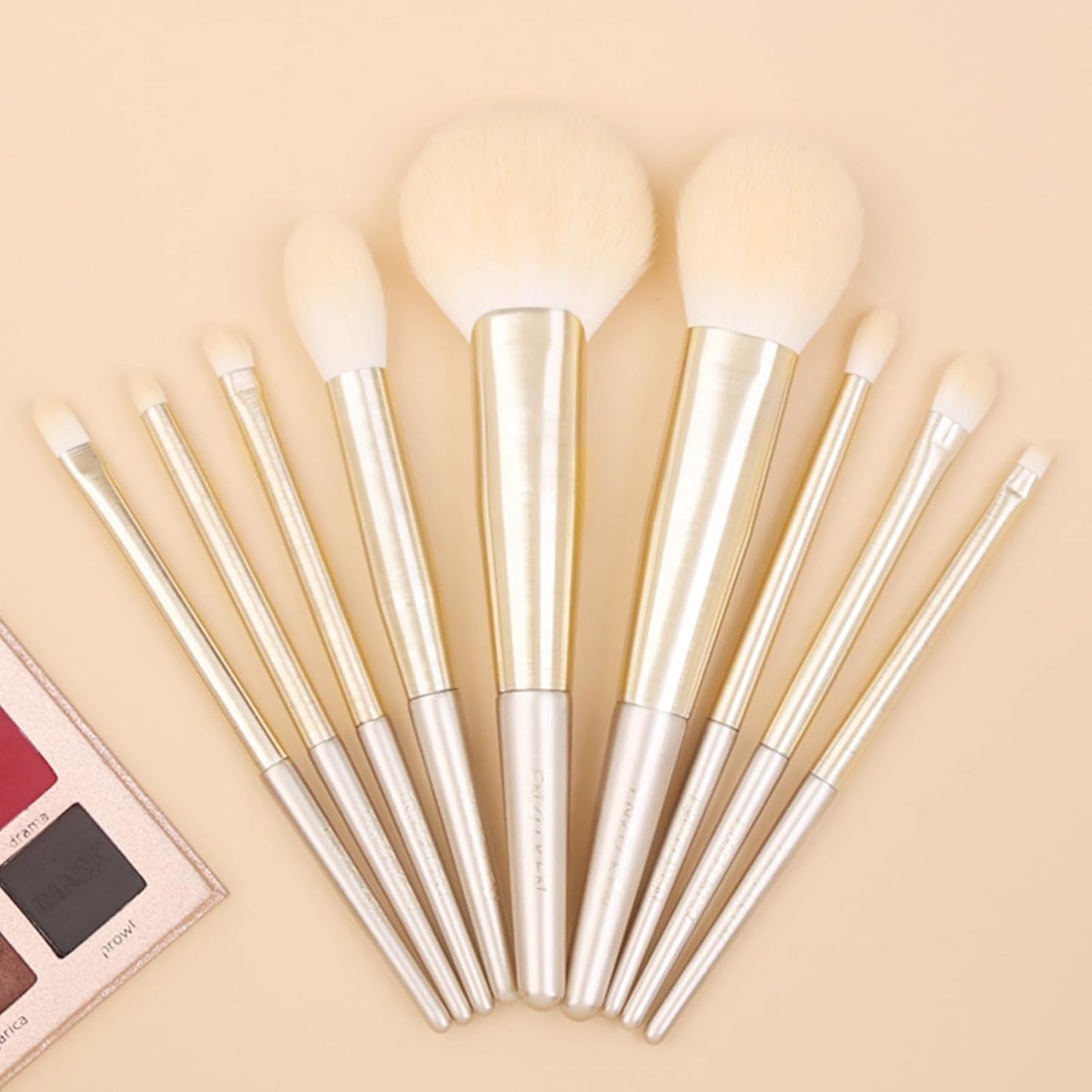 Natural Hair Makeup Brush Set Professional, Fox Hair Makeup Brushes Set with Case, Gold Cosmetic Brushes Makeup Set, Natural Makeup Brushes, Natural Hair Make up Brushes Set Professional.