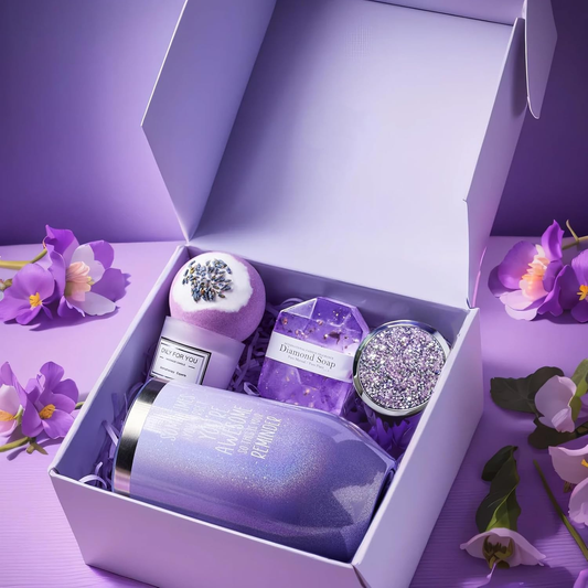 Pamper Gifts for Women, Relaxing Spa Gift Basket Hamper Set | Purple AutoDS