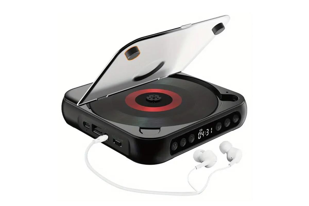 Portable CD Player Bluetooth 5.3 with HiFi Speakers Rechargeable Walkman | Black