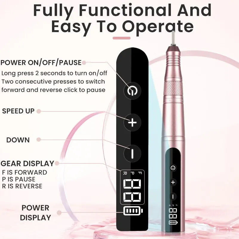 Cordless Nail Drill Kit LED | Pink DropShipZone