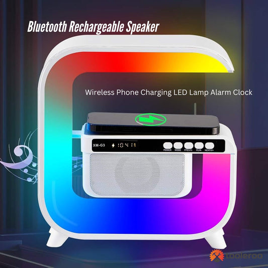 XM-G3 Bluetooth Rechargeable Speaker - Wireless Phone Charging LED Lamp Alarm Clock