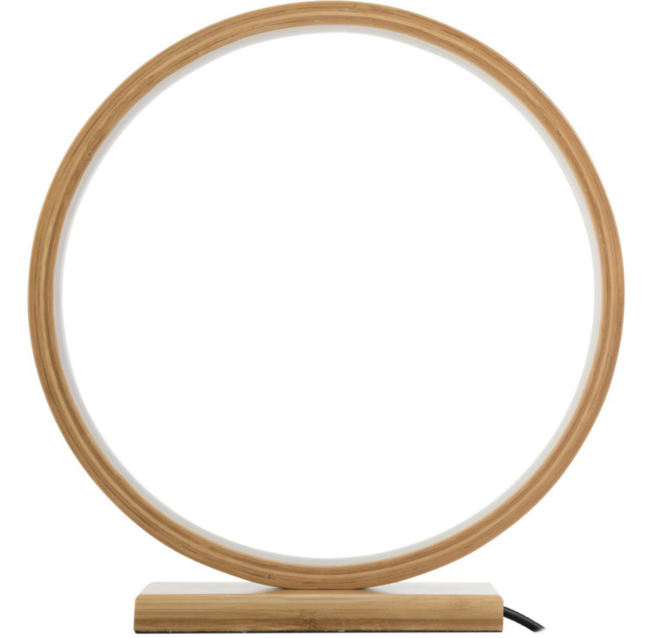 Modern Scandi Minimalistic Bamboo Single Ring LED Lamp Light - Natural DropShipZone