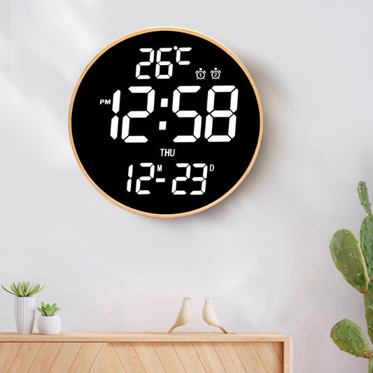 Bamboo Wood LED Digital Wall Clock with Remote Control