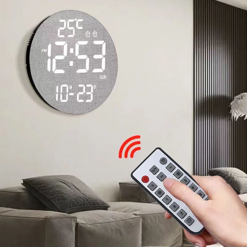 Bamboo Wood LED Digital Wall Clock with Remote Control Teemdrop