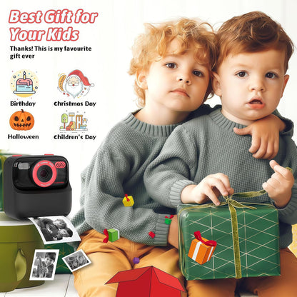 Kids Camera Instant Print Photo, Birthday Gifts for Girls and Boys, Kids Digital Camera Toys, 1080P HD Video, 3 4 5 6 7 8 9 10 11 12 Year Old Boy Gifts/Girl Gifts (Black)