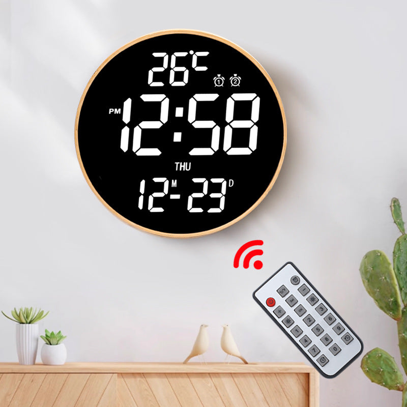 Bamboo Wood LED Digital Wall Clock with Remote Control Teemdrop