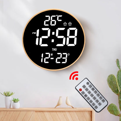 Bamboo Wood LED Digital Wall Clock with Remote Control Teemdrop