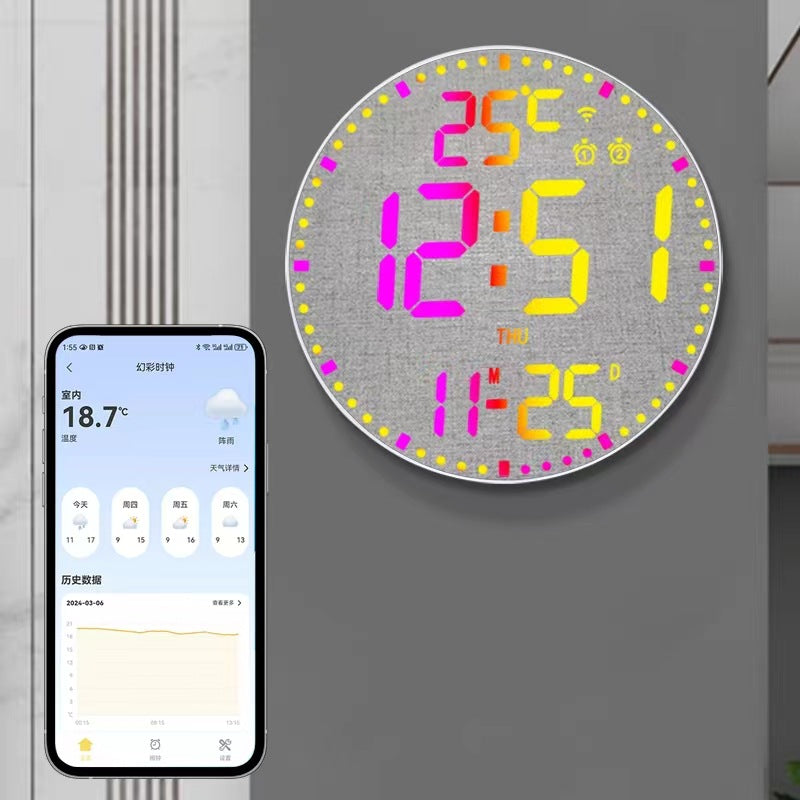 Bamboo Wood LED Digital Wall Clock with Remote Control Teemdrop