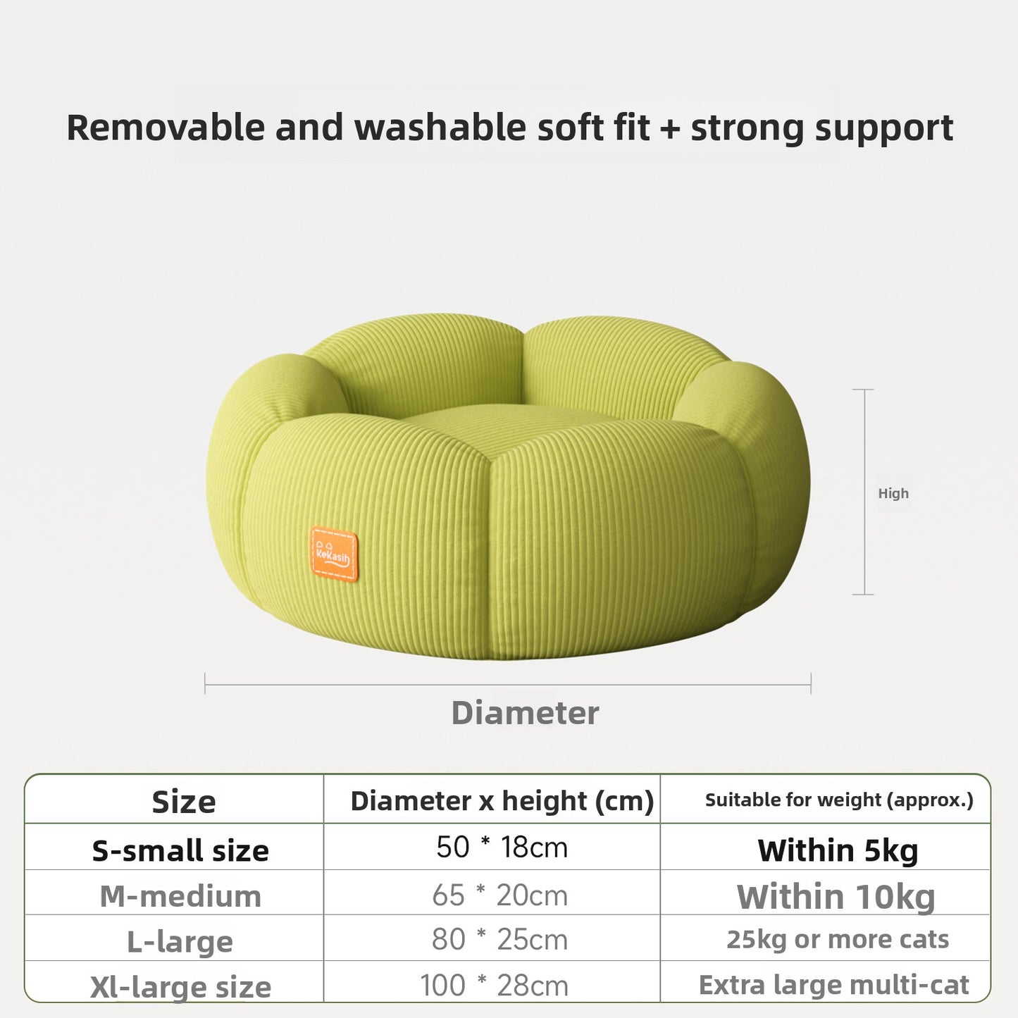 KeKasih Removable Washable Cat Bed with Anti-Slip Base