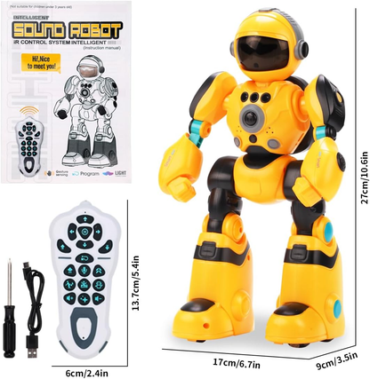 RC Robot Toys for Kids, Gesture Sensing & Remote Control Programmable Smart Robot Toy, Remote Control Toy with Music and LED Eyes, Gifts for Boys Girls Age 3 Years and up (Yellow) AutoDS