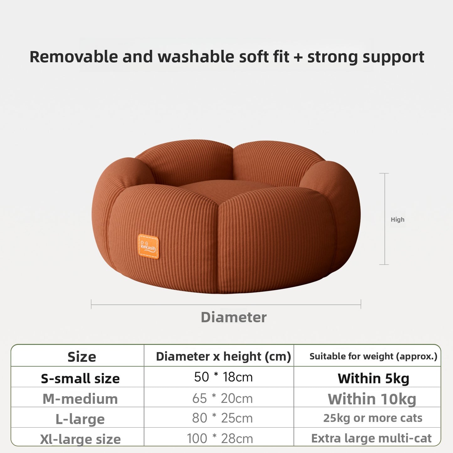 KeKasih Removable Washable Cat Bed with Anti-Slip Base