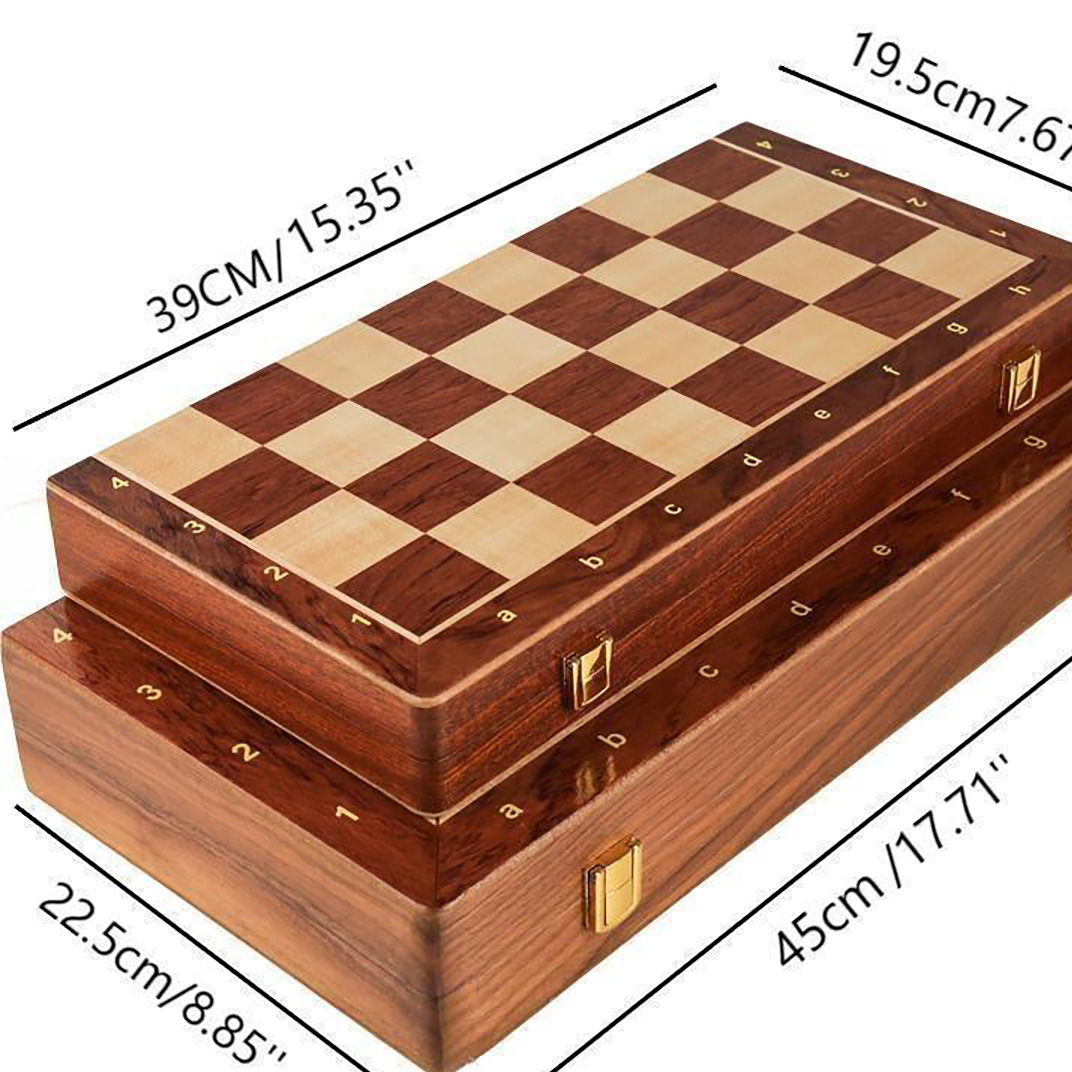Wooden Foldable Chess Set with Large Board Teemdrop