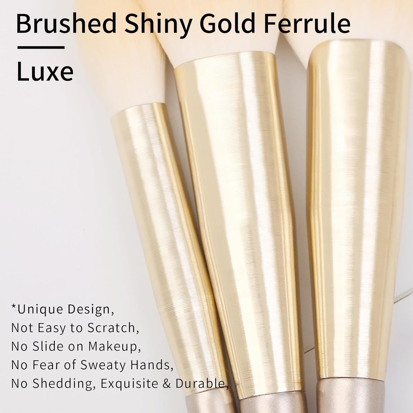 Natural Hair Makeup Brush Set Professional, Fox Hair Makeup Brushes Set with Case, Gold Cosmetic Brushes Makeup Set, Natural Makeup Brushes, Natural Hair Make up Brushes Set Professional.