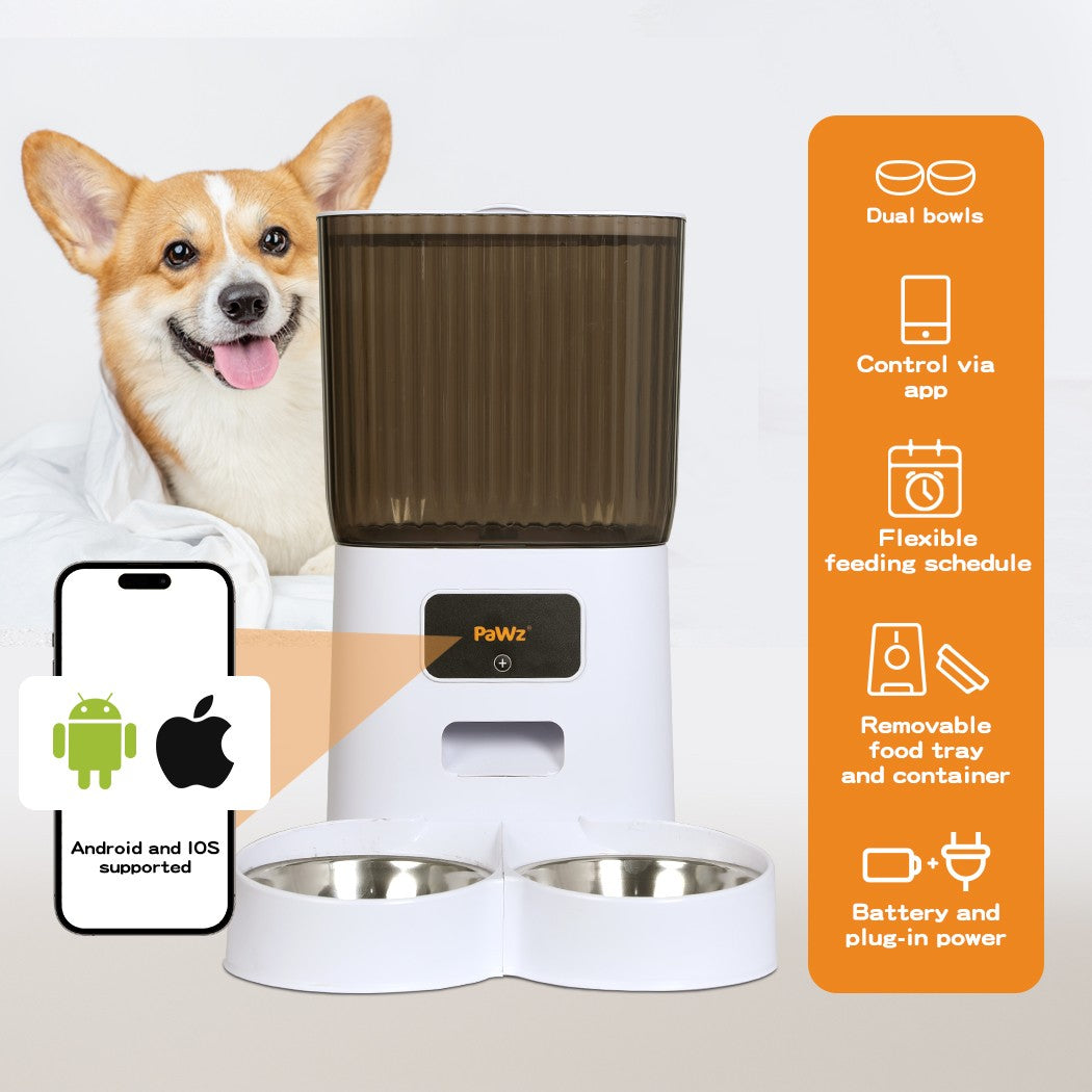 Pawz 5L Automatic Pet Feeder Double Bowl Dog Cat Auto Smart Food Dispenser Timer