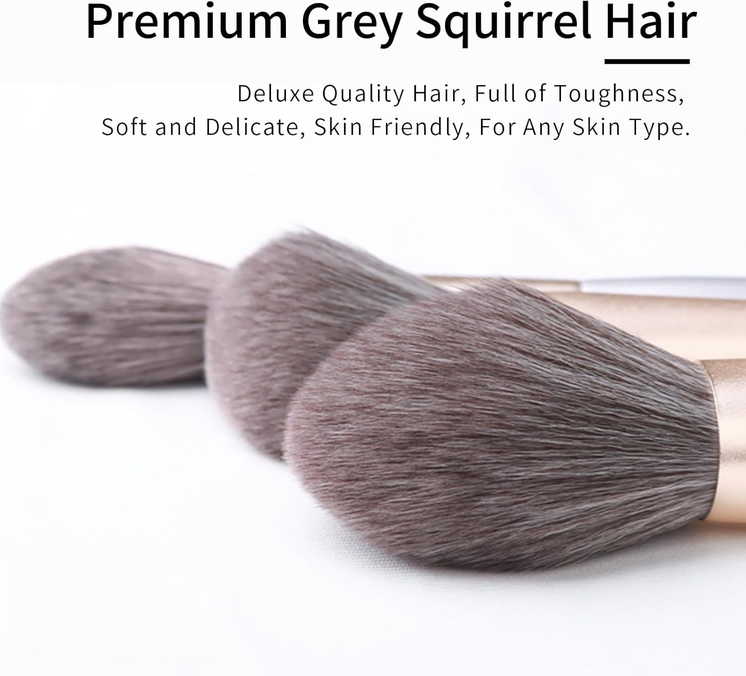 Natural Hair Makeup Brushes Set Professional, Grey Squirrel Hair Makeup Brush Set with Case, Unique Cosmetic Brushes Makeup Set, Natural Makeup Brushes, Natural Bristle Makeup Brushes -Silver