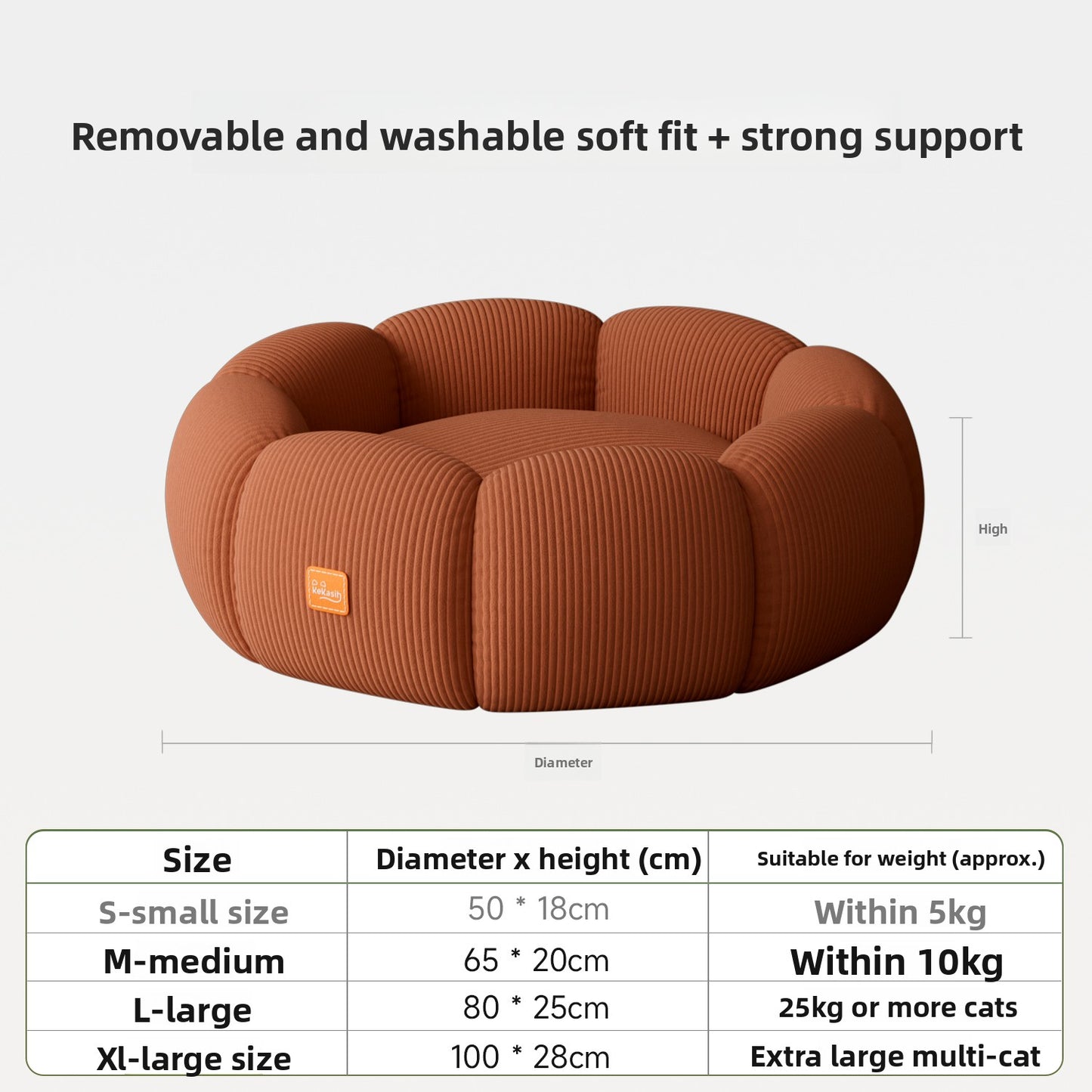 KeKasih Removable Washable Cat Bed with Anti-Slip Base