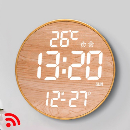Bamboo Wood LED Digital Wall Clock with Remote Control Teemdrop