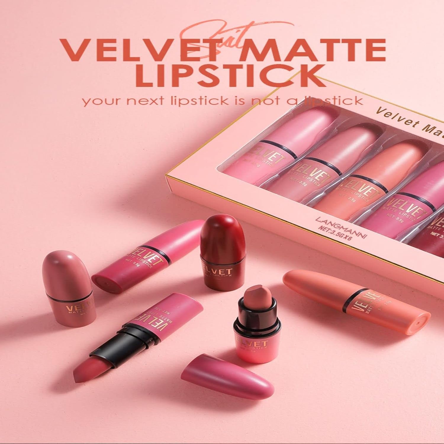 Lipsticks Set, 6 Colors Matte Lipstick with Gift Box, Velvet Red Lipstick Kit Nude Lipstick Long Lasting, Waterproof Lip Tint Makeup Set Kit Professional Lip Makeup for Women