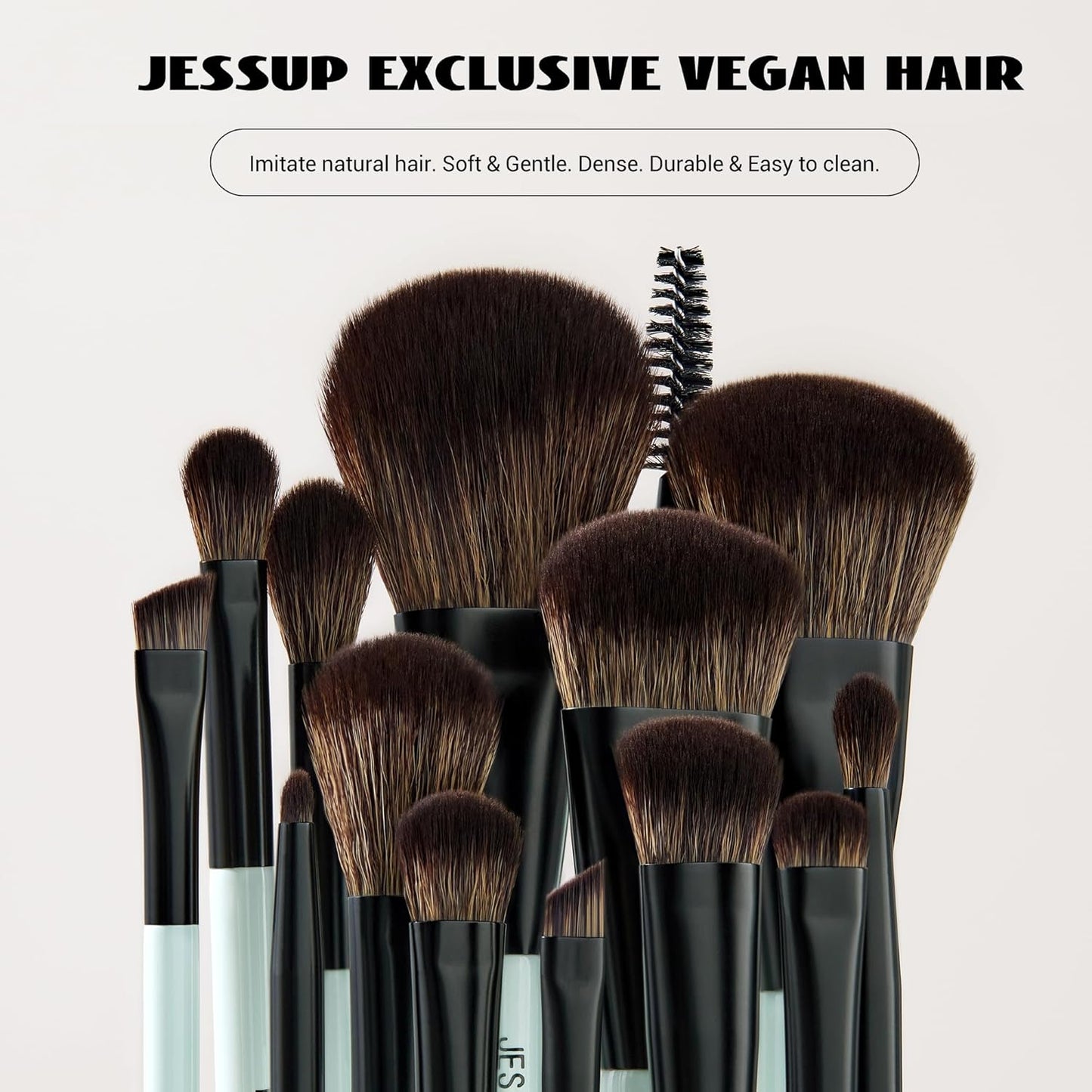 Makeup Brushes Set 10Pcs, Double Sided Foundation Contour Blush Highlight Blending Eyebrow Brush Eyeshadow Eyeliner Concealer Brush, Bright Cyan Cruelty Free Cosmetic Tools T500