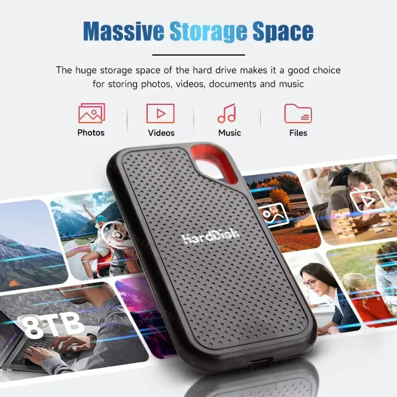 High Speed External Solid State Drive 1TB Portable SSD External Hard Drive 128TB External Hard Disk Hard Drive for Laptop Mac PC