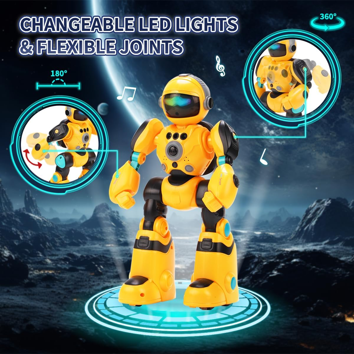 RC Robot Toys for Kids, Gesture Sensing & Remote Control Programmable Smart Robot Toy, Remote Control Toy with Music and LED Eyes, Gifts for Boys Girls Age 3 Years and up (Yellow) AutoDS