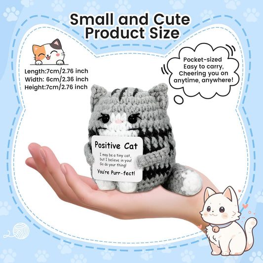 Handmade Positive Crochet Cat Emotional Support Gift
