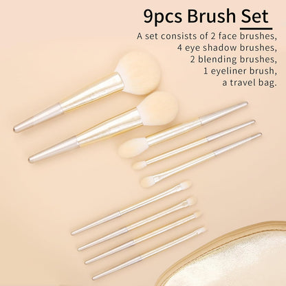Natural Hair Makeup Brush Set Professional, Fox Hair Makeup Brushes Set with Case, Gold Cosmetic Brushes Makeup Set, Natural Makeup Brushes, Natural Hair Make up Brushes Set Professional.
