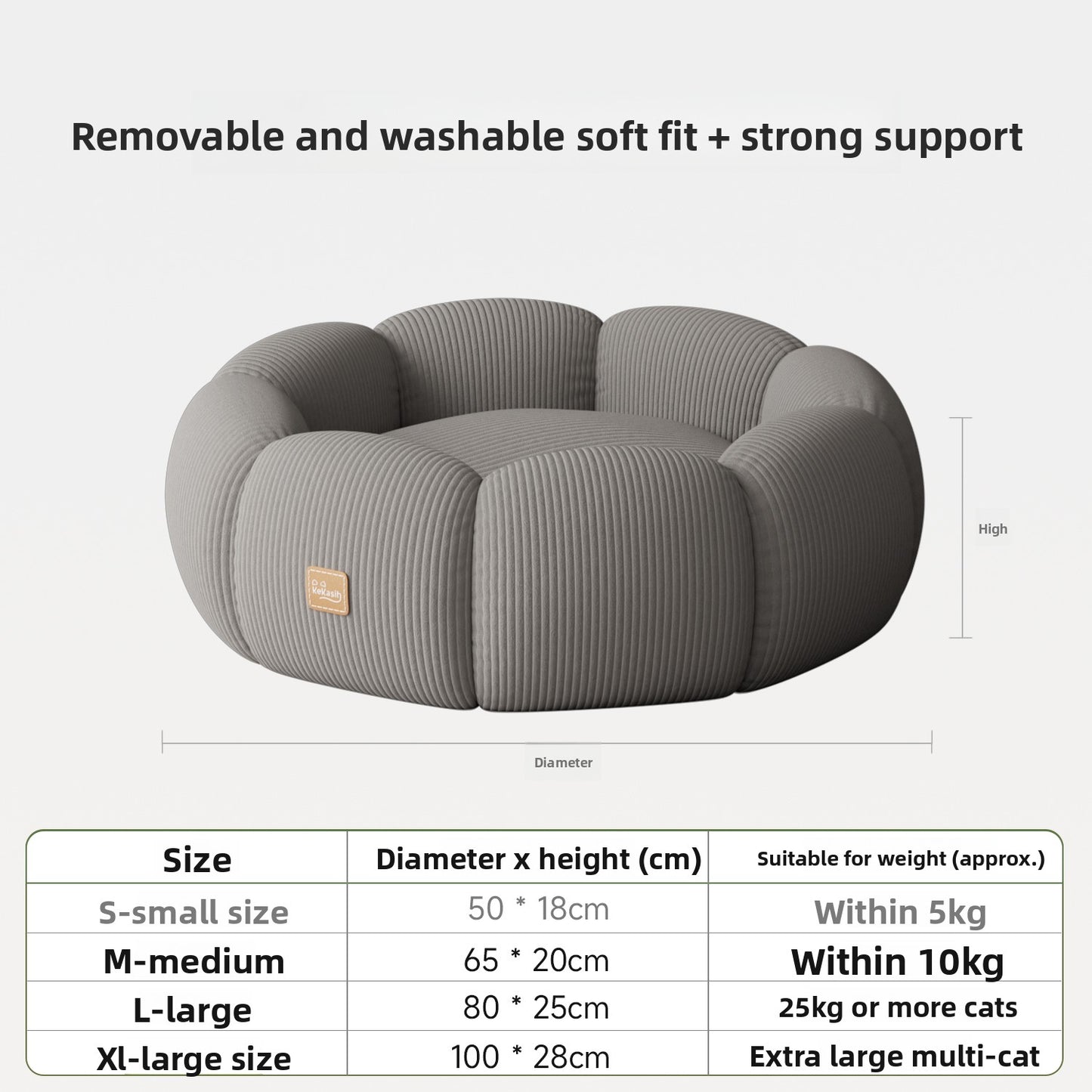 KeKasih Removable Washable Cat Bed with Anti-Slip Base