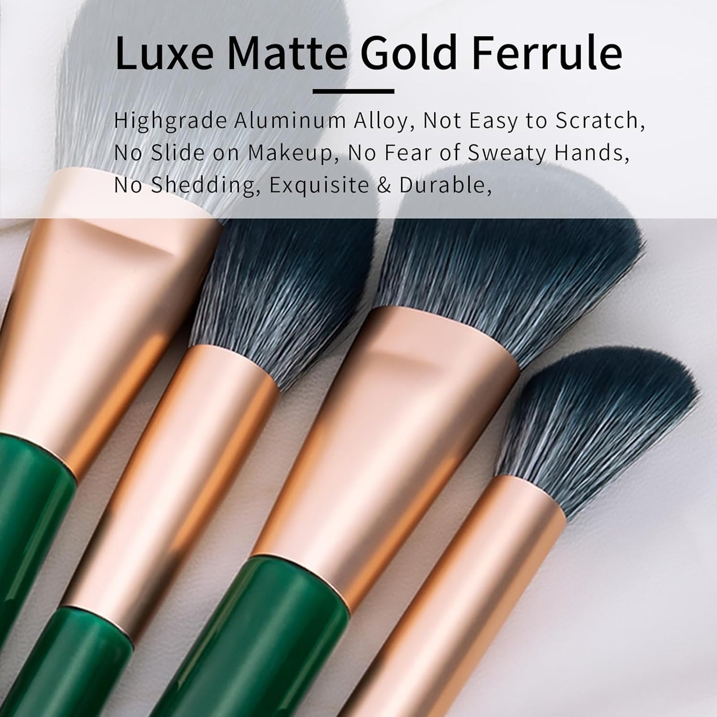 Natural Fiber & Goat Hair Makeup Brush Set Professional, Combined Hair Makeup Brushes Set with Case, Green Cosmetic Brushes Makeup Set, Natural Makeup Brushes, Natural Bristle Makeup Brushes.