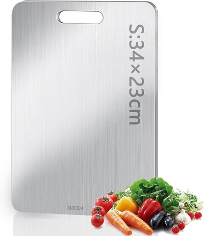 Stainless Steel Cutting Boards for Kitchen,Sus304 Cutting Boards for Kitchen,Double-Sided Food Grade Cutting Board,Cutting Meat,Cheese,Vegetable,Fruit (34×23Cm)