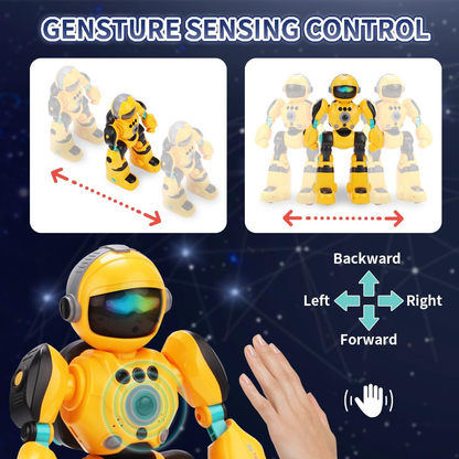 RC Robot Toys for Kids, Gesture Sensing & Remote Control Programmable Smart Robot Toy, Remote Control Toy with Music and LED Eyes, Gifts for Boys Girls Age 3 Years and up (Yellow) AutoDS