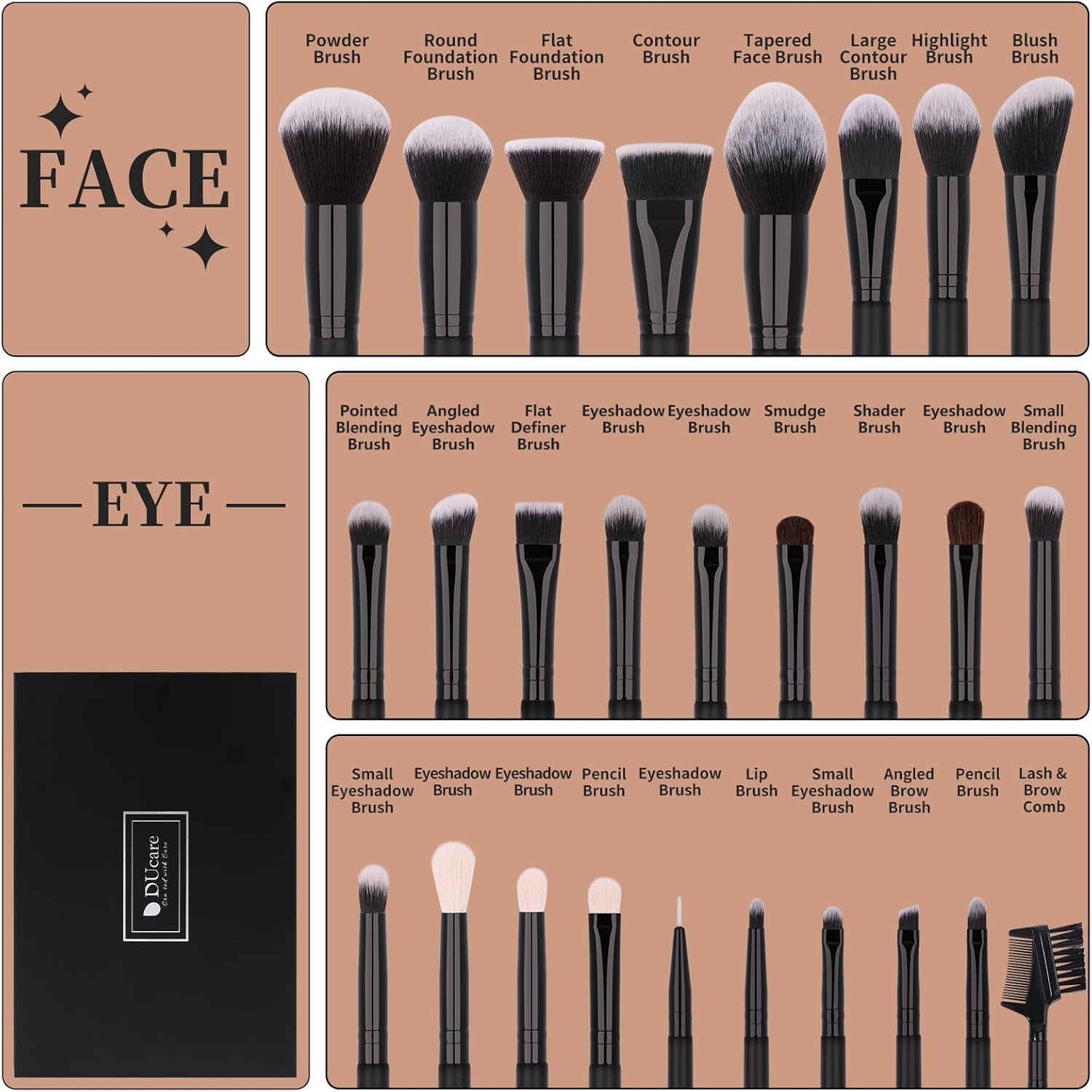 Makeup Brushes 27Pcs Professional Makeup Brush Set Premium Synthetic Goat Pony Hair Foundation Eye Blending Face Make up Brush Kit