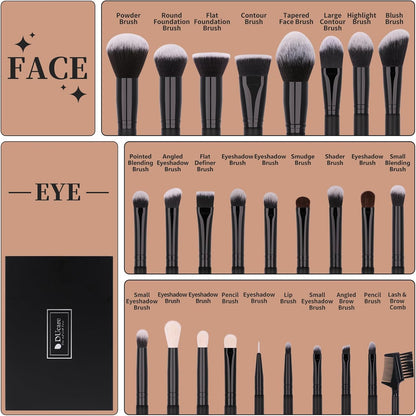 Makeup Brushes 27Pcs Professional Makeup Brush Set Premium Synthetic Goat Pony Hair Foundation Eye Blending Face Make up Brush Kit