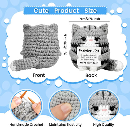 Handmade Positive Crochet Cat Emotional Support Gift
