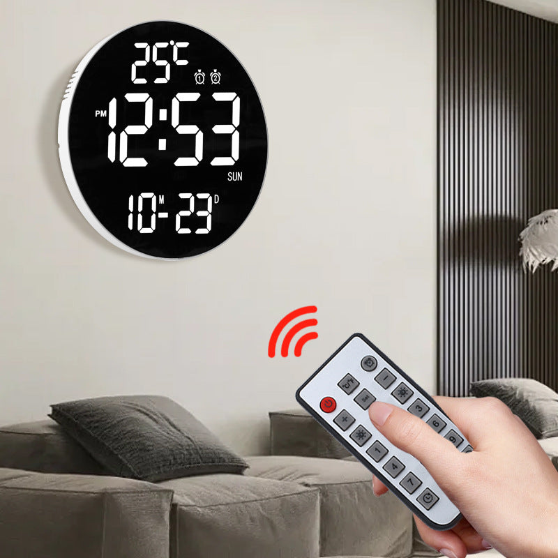 Bamboo Wood LED Digital Wall Clock with Remote Control Teemdrop