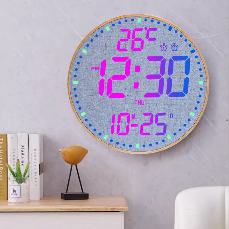 Bamboo Wood LED Digital Wall Clock with Remote Control Teemdrop