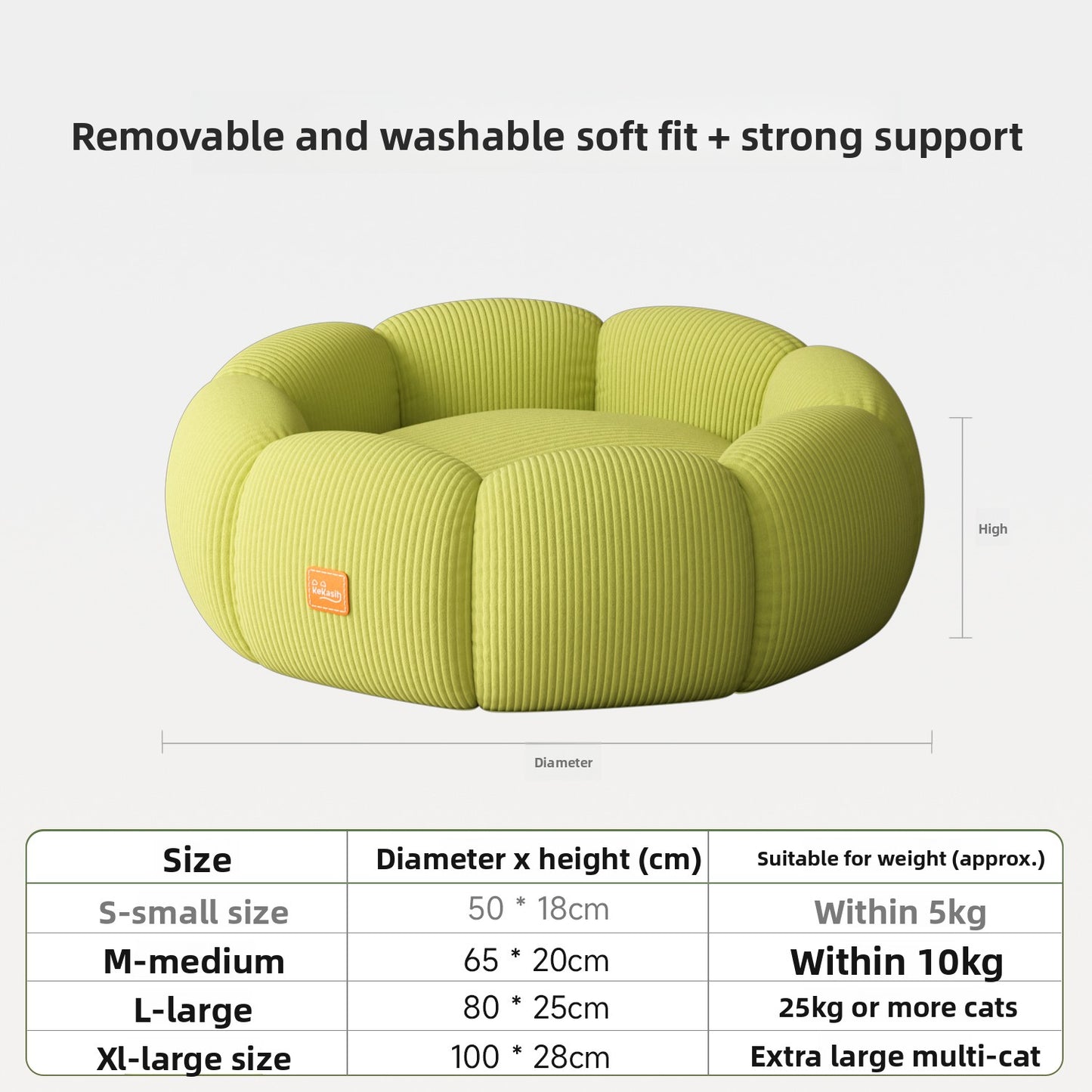 KeKasih Removable Washable Cat Bed with Anti-Slip Base