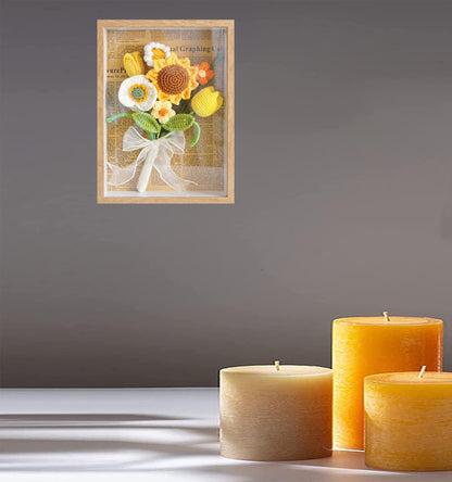 Handmade Crochet Flower Wall Art with Photo Frame | Hand-Knitted Artificial Bouquet Home Décor Gift AutoDS