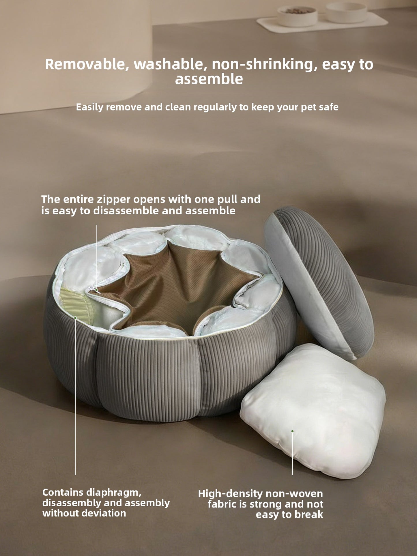 KeKasih Removable Washable Cat Bed with Anti-Slip Base