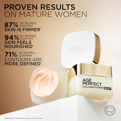 L'Oréal Paris Age Perfect Hydrating Night Cream for Mature Skin, with Soya Bean Extract and Melan