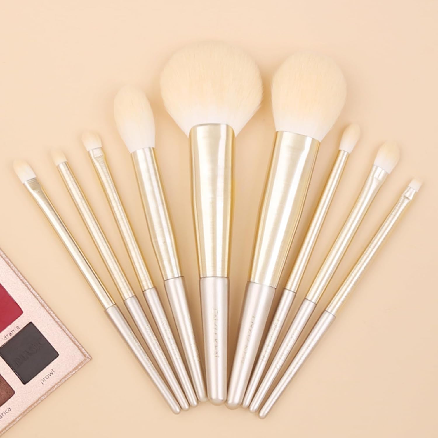 Natural Hair Makeup Brush Set Professional, Fox Hair Makeup Brushes Set with Case, Gold Cosmetic Brushes Makeup Set, Natural Makeup Brushes, Natural Hair Make up Brushes Set Professional.