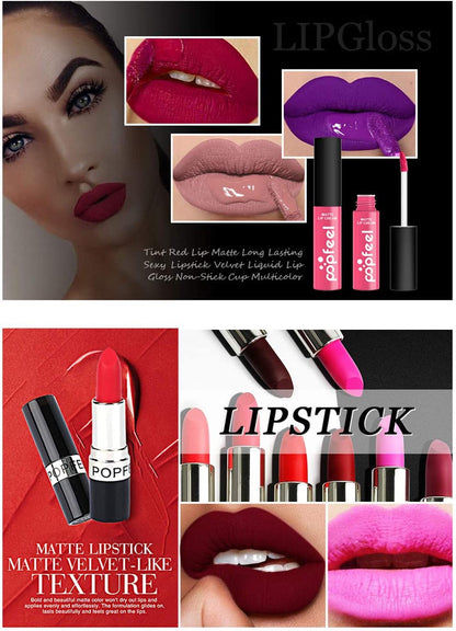 24Pcs Make-Up Cosmetic All in One Set Multi-Purpose Beauty Kit with Gift Bag - Highly Pigmented Makeup Palette Combination Lip Face Eyebrow Eye Make up Brush Items for Essential Starter #01