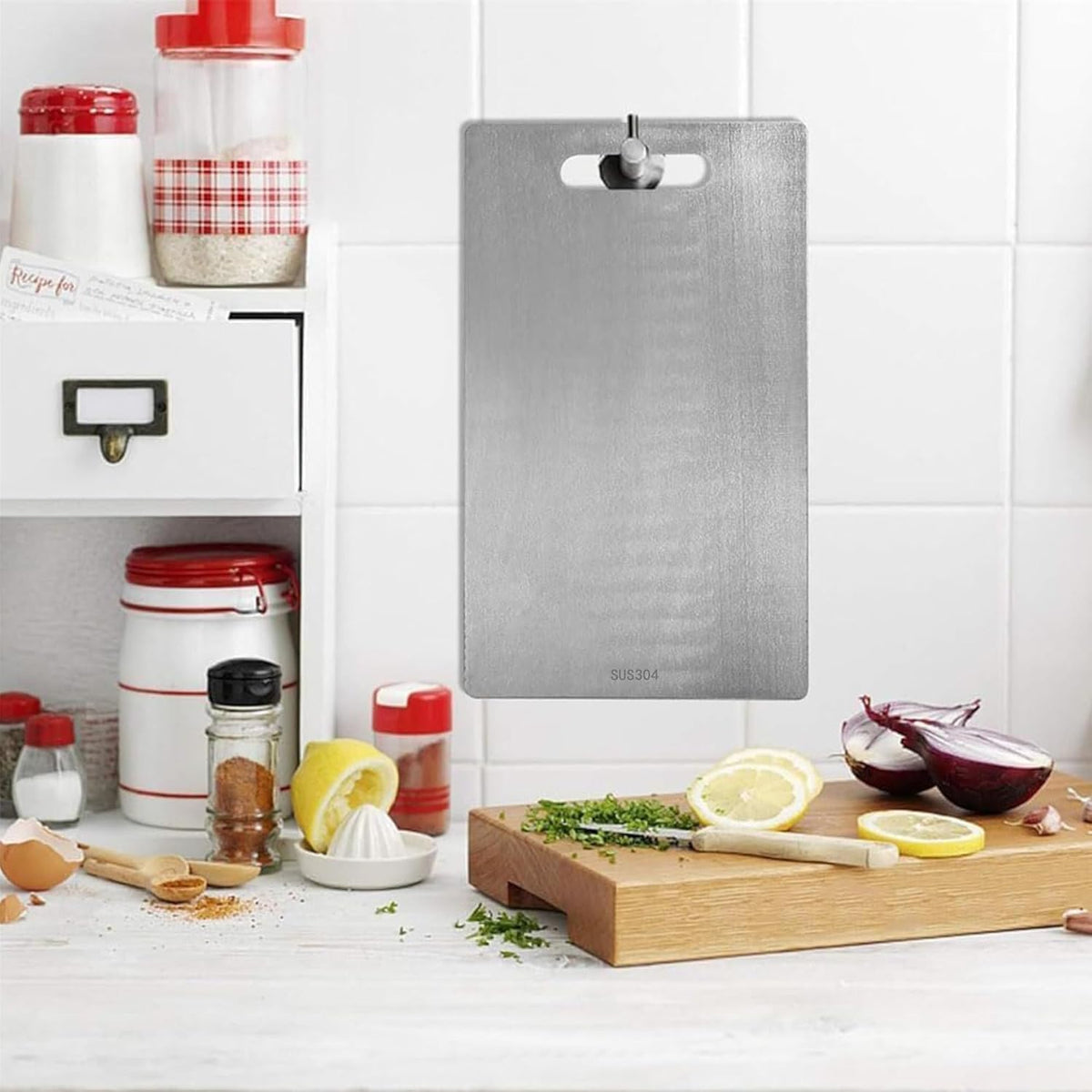 Stainless Steel Cutting Boards for Kitchen,Sus304 Cutting Boards for Kitchen,Double-Sided Food Grade Cutting Board,Cutting Meat,Cheese,Vegetable,Fruit (34×23Cm)