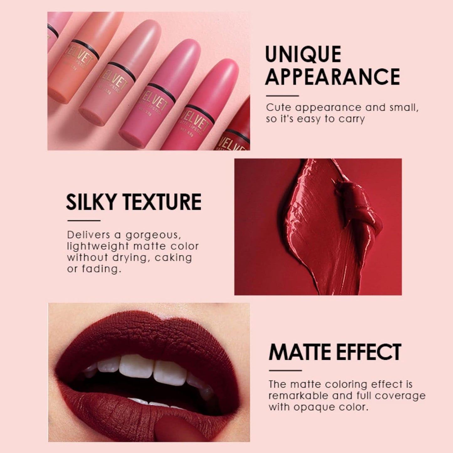 Lipsticks Set, 6 Colors Matte Lipstick with Gift Box, Velvet Red Lipstick Kit Nude Lipstick Long Lasting, Waterproof Lip Tint Makeup Set Kit Professional Lip Makeup for Women