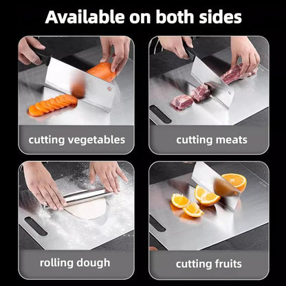 Stainless Steel Cutting Boards for Kitchen,Sus304 Cutting Boards for Kitchen,Double-Sided Food Grade Cutting Board,Cutting Meat,Cheese,Vegetable,Fruit (34×23Cm)
