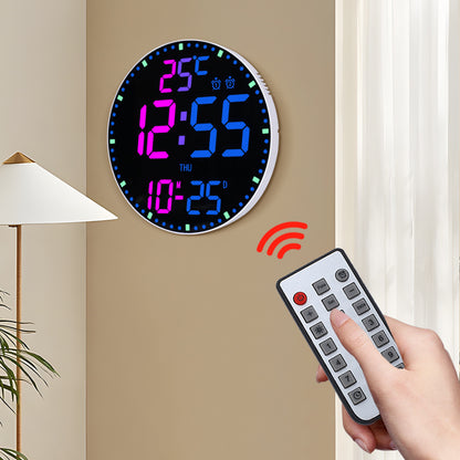 Bamboo Wood LED Digital Wall Clock with Remote Control Teemdrop
