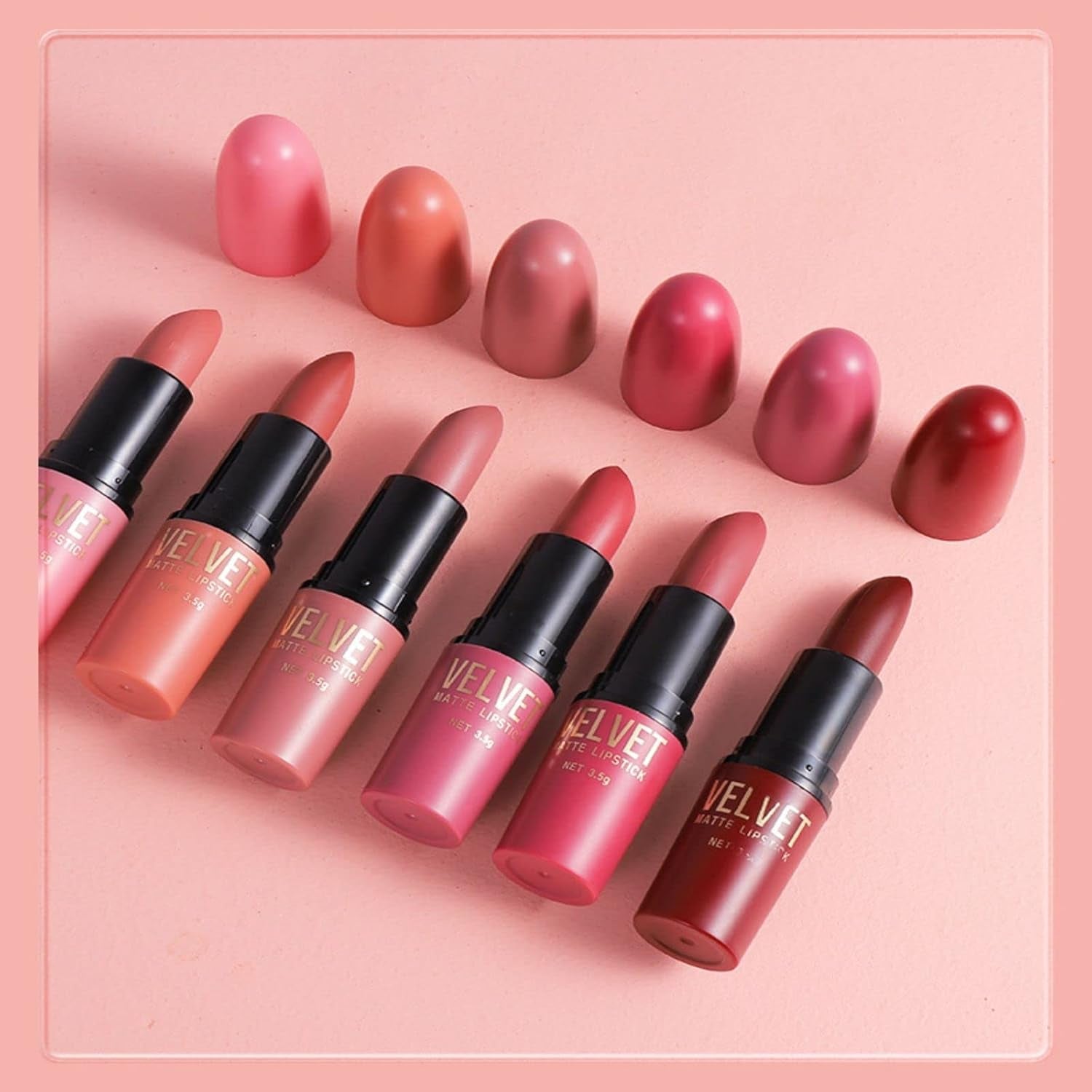 Lipsticks Set, 6 Colors Matte Lipstick with Gift Box, Velvet Red Lipstick Kit Nude Lipstick Long Lasting, Waterproof Lip Tint Makeup Set Kit Professional Lip Makeup for Women