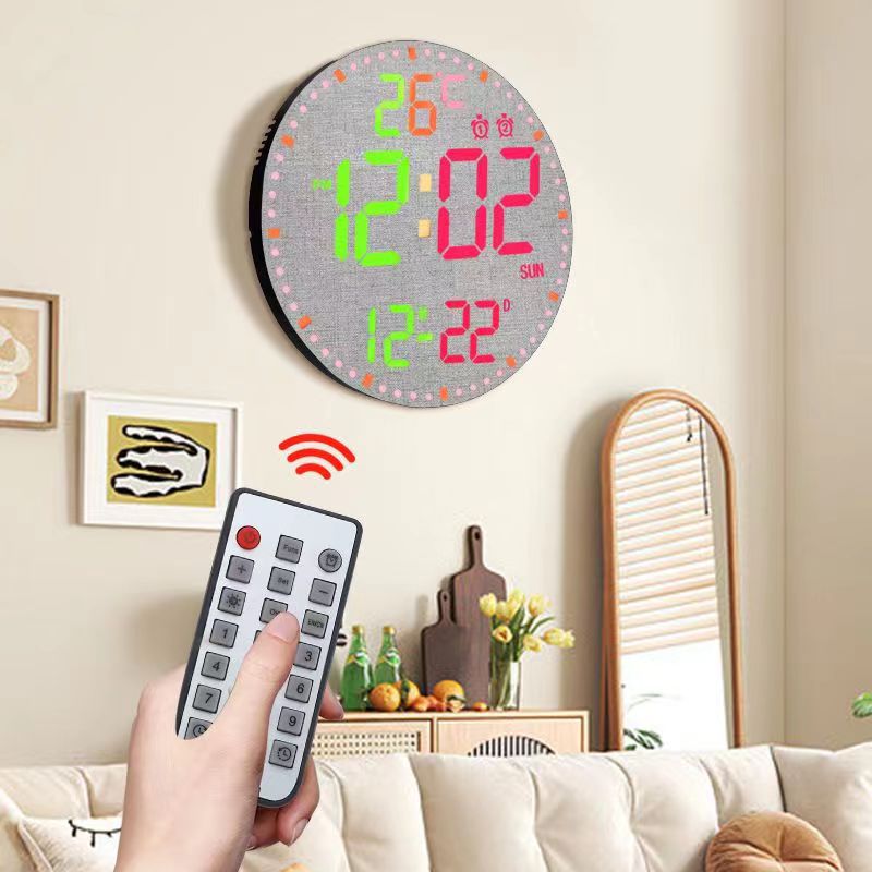 Bamboo Wood LED Digital Wall Clock with Remote Control Teemdrop