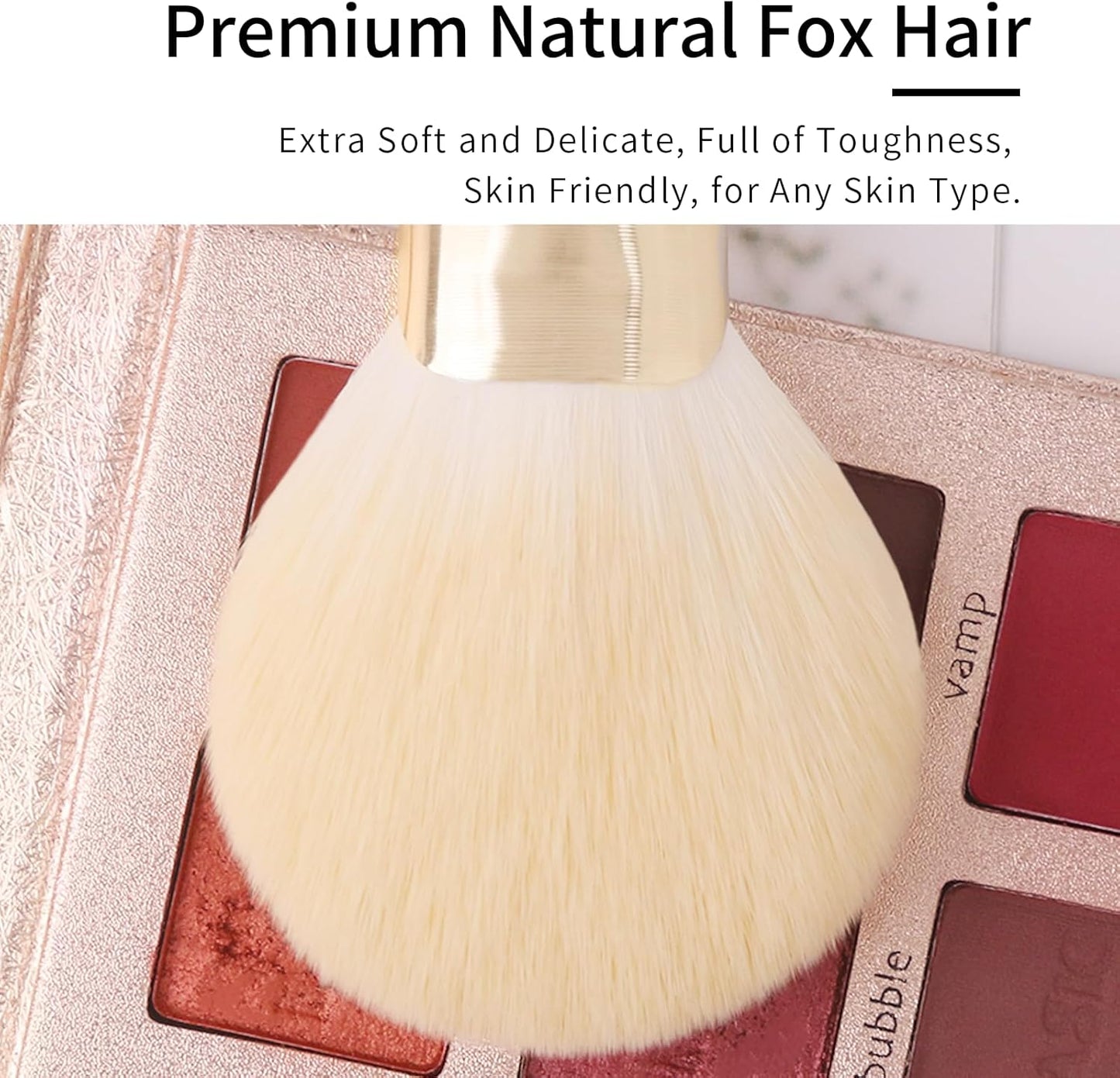 Natural Hair Makeup Brush Set Professional, Fox Hair Makeup Brushes Set with Case, Gold Cosmetic Brushes Makeup Set, Natural Makeup Brushes, Natural Hair Make up Brushes Set Professional.