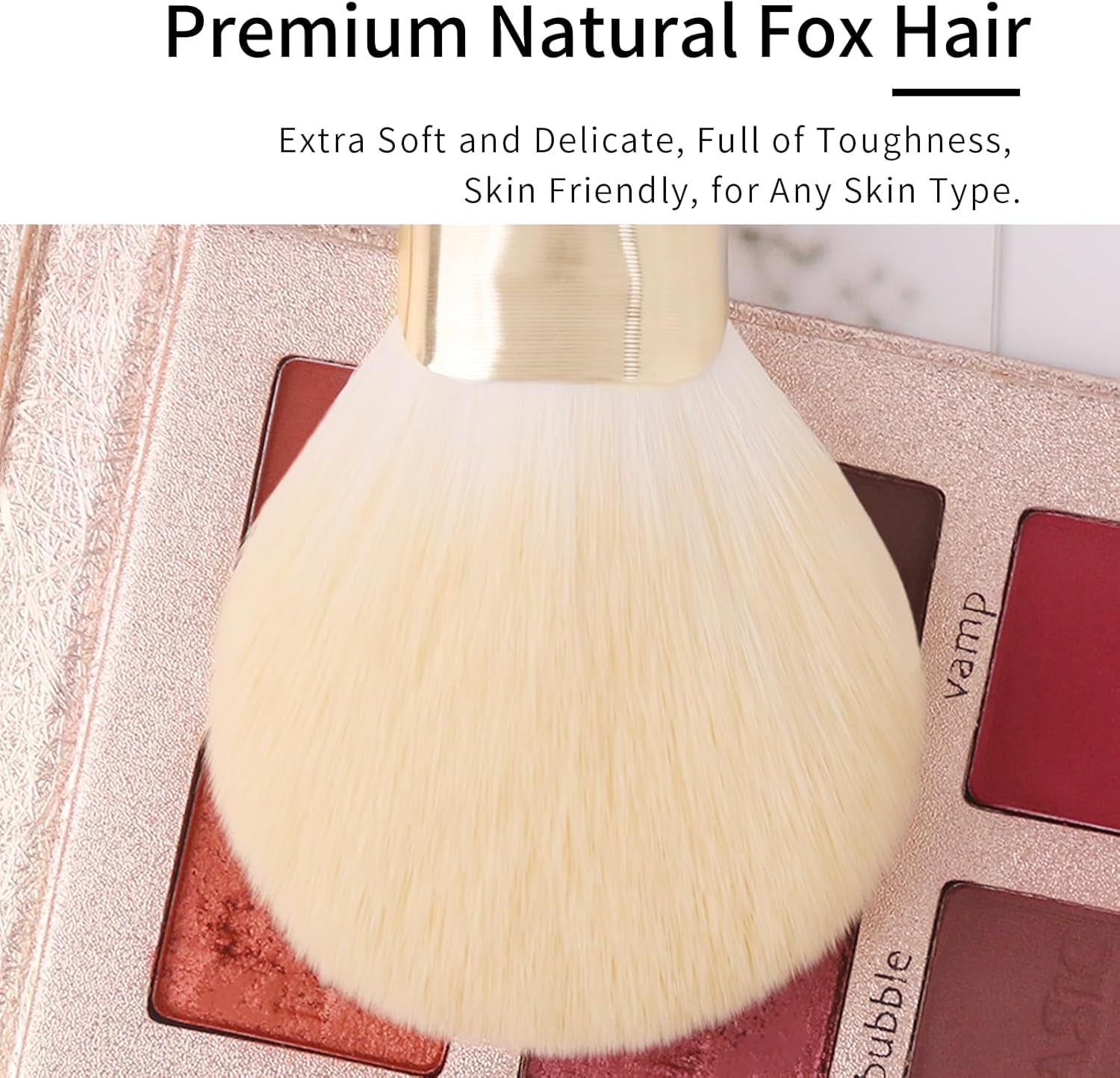 Natural Hair Makeup Brush Set Professional, Fox Hair Makeup Brushes Set with Case, Gold Cosmetic Brushes Makeup Set, Natural Makeup Brushes, Natural Hair Make up Brushes Set Professional.